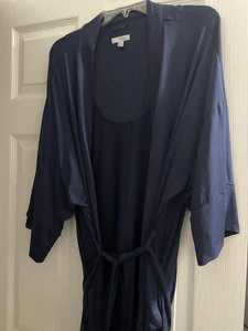 Secret Treasures Women’s 2X Navy Stretch Tie Robe Pockets MIDI Length Euc 6.50 S - Picture 1 of 6