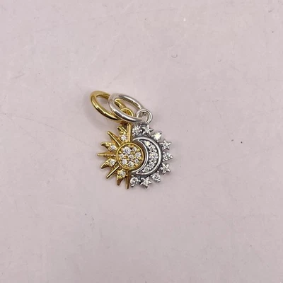 Pandora Womens Splittable 14K Gold Plate Sun & Sterling Silver Moon Charm 2.2g - Image 1 of 4