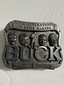 VTG Four Generations of Knife Makers~ Buck Knives Belt Buckle - Picture 1 of 7