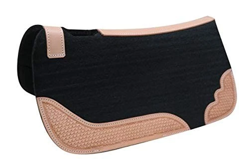 Mini almohadilla de sillín de fieltro Showman de 20" x 20" con tejido de canasta de cuero de desgaste Foto 1 de 1