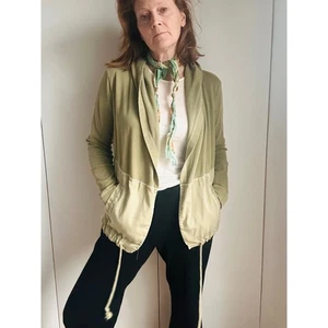 Anthropologie Hooded Open Front Cardigan Mixed Media Olive Green Medium - Picture 1 of 9