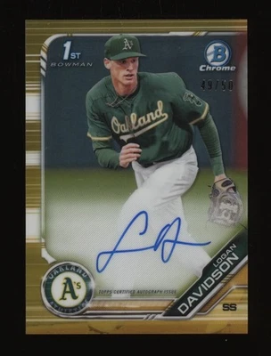 2019 Logan Davidson Bowman Chrome Gold Refractor Auto Autograph Rookie Rc #49/50 - Image 1 of 2
