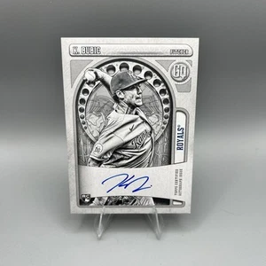 2021 Topps Gypsy Queen Kris Bubic Black & White Auto 50/50 Jersey Match Bookend - Picture 1 of 2