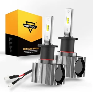 AUXBEAM H3 LED Headlight Bulbs High/Low Beam 6500K Super Bright White 20000LM 2x - Picture 1 of 12