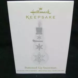 New Hallmark Keepsake Buttoned Up Snowman Christmas Tree Ornament In Box 2011 - Picture 1 of 2