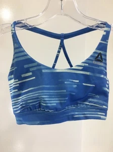 REEBOK WOMENS SPEED WICK SEAMLESS SPORTS BRA BLUE/LIGHT BLUE SIZE XS NEW - Picture 1 of 6