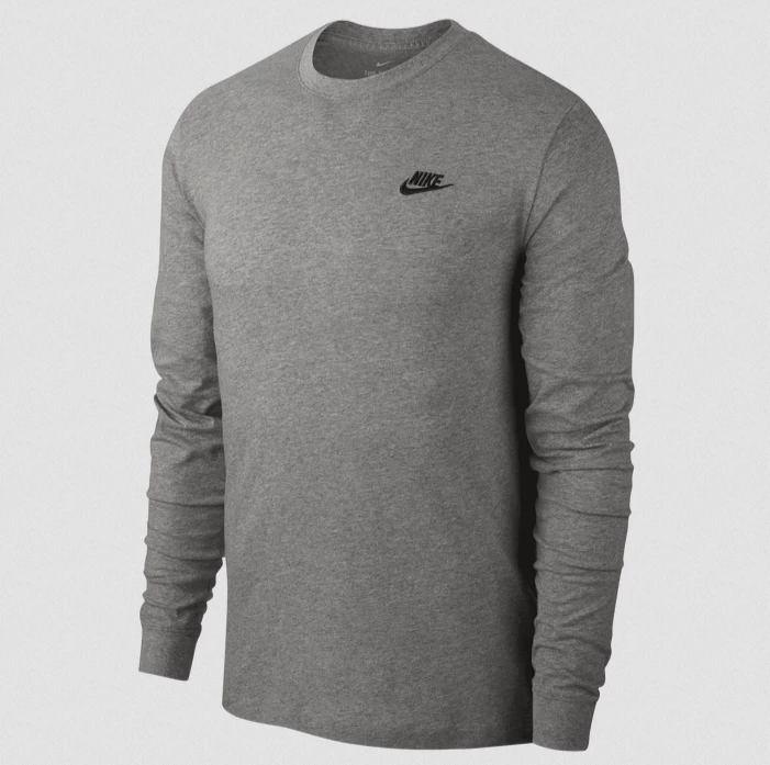 Nike Sportswear Club Long Sleeve T-Shirt Mens XL Heather Gray AR5193-063 Casual