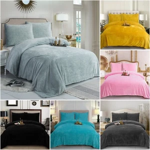 Teddy Bear Fleece Duvet Cover Quilt Soft Cosy Bedding Set & Pillowcases All size - Picture 1 of 36