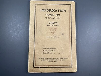 Manual del propietario Packard Twin Six 3-25 y 3-35  Foto 1 de 4
