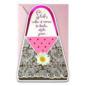 Cute BIRTHDAY Card FOR SISTER, Style Grace Purse by American Greetings +Envelope - Imagen 1 de 5