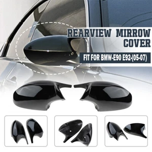 2PCS Mirror Cover For BMW E90 E91 E92 E93 Pre-LCI 323i 328i M3 Style Gloss Black - Picture 1 of 13