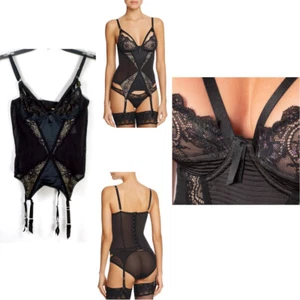 Bustier con aros Dita Von Teese Madame X con correas de liga negro elige la talla nuevo - Imagen 1 de 3
