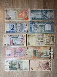 Circulated World Banknotes Lot 10 Different Cash Notes Foreign Currency Set - Picture 1 of 1