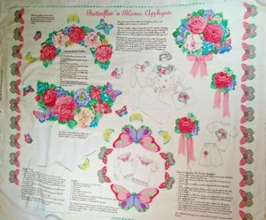Butterflies & Blooms Appliques Cotton Blend Fabric sewing Missing 3 pieces - Picture 1 of 9