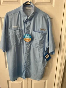 Camisa de Pesca Dupont Azul Claro Columbia Grande - Nueva Con Etiquetas - Imagen 1 de 4
