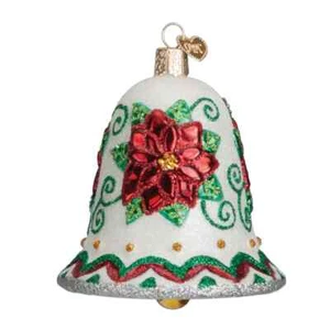 Old World Christmas POINSETTIA BELL (38041) Glass Ornament w/ OWC Box - Picture 1 of 2