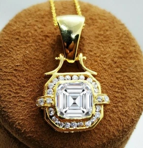 18k Gelb Vergoldet 3.5ct Simulierte VVS1 Diamant Anhänger Umwerfend Halskette - Bild 1 von 3