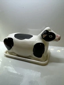 Boston Warehouse Farmhouse Cow Hand Painted Ceramic Butter Dish(s) - Picture 1 of 5