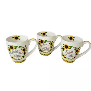 3x Tassen "Sonnenblumen" 400ml, 3er Set Becher Kaffeetasse Trinkbecher - Bild 1 von 3