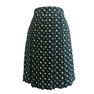 J. Crew Midi Skirt Womens Size 6P Petite Green Double Plated Shadowbox Print W26 - Picture 1 of 14