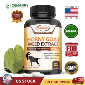 Horny Goat Weed Extract 1560mg - with Maca - Testosterone Booster, Muscle Health - Picture 1 of 9