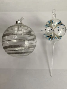 Vintage Hand Blown Glass Christmas Ornaments Round & Teardrop Shape - Picture 1 of 10
