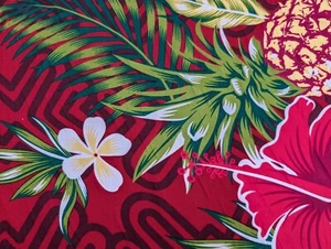 Polynesian Hawaiian Rayon 45″ Plumeria & Hibiscus Design R501 – Sold by the Yard - Picture 1 of 4