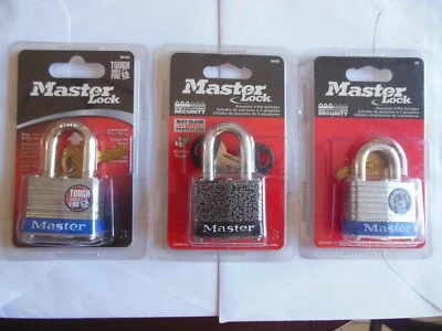 Master Lock *  Padlocks 3 pcs * Hardened Steel * Free  Shipping - Image 1 of 4
