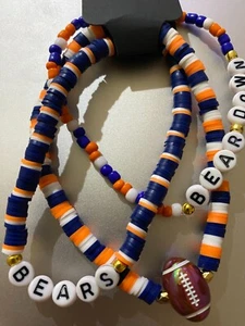 Chicago Bears Mens 3-Piece Bracelet Set - Bear Down Bears - Football Charm - Picture 1 of 2