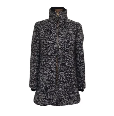 J Crew Lodge Peacoat Pea Coat Size 0 Black White Speckled Boucle Wool - Imagem 1 de 4