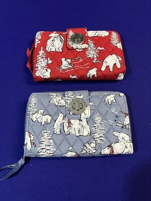 Vera Bradley RFID Turnlock Wallet Beary Merry Blue or Merry Red Turn Lock NWOT - Image 1 of 4