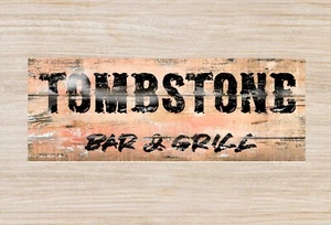 Grabstein Bar und Grill 6 x 16 Zoll HOLZSCHILD VINTAGE REISE KUNST OLD WEST - Bild 1 von 2