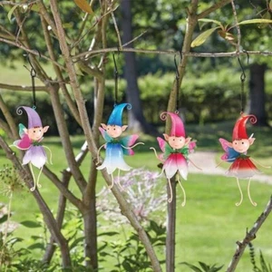 Fairy Garden Ornament Pixie Figures Metal Hanging Outdoor Decoration Elves - Picture 1 of 24