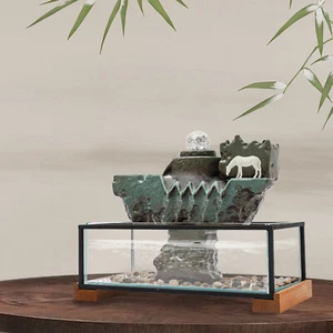 NEW Indoor Tabletop Water Fountain Waterfall LED Lights Home FishTank Decor US - Picture 1 of 17