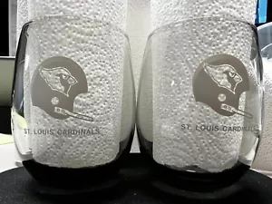 Two St. Louis Cardinals Football Smoked Glass 1970s Whiskey Glasses 4.25" Tall - Picture 1 of 7