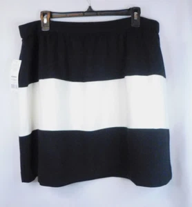 NEW Elle Women's Black & White Stripe Straight Skirt Stretch Waist Sz XL - Picture 1 of 3