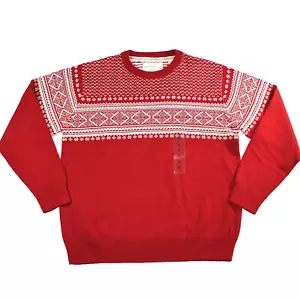 NEU Weihnachtspullover Erwachsene L rot Fair Isle Rundhals wetterfest Vintage Macys - Bild 1 von 12