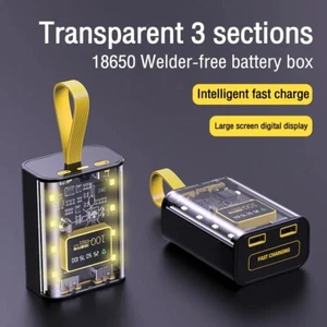Tragbares 18650 Akku-Ladegerät DIY Power Bank Box Ladekoffer mit LED-Licht Neu - Bild 1 von 10