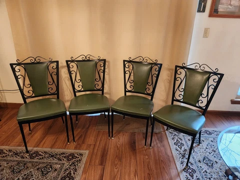 Vintage Chromcraft 4 Dining Chairs marked 1969 Cover