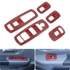 Inner Window Lift Switch Panel Cover Trim for Dodge Ram 1500 18+Red Carbon Fiber - Picture 1 of 7