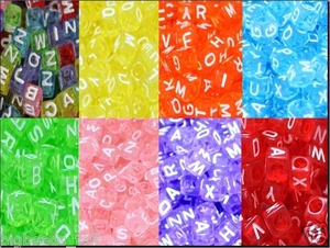 100pcs 6mm cube colourful letters alphabets acrylic beads - Picture 1 of 20