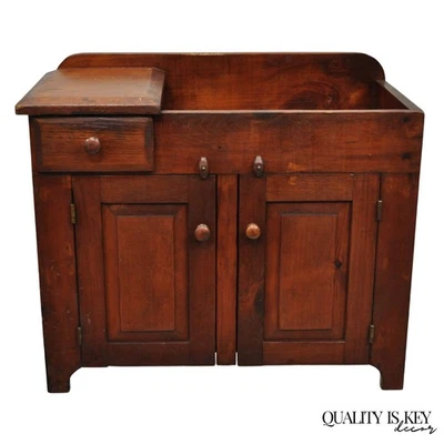 Lavabo lavabo seco pequeño de madera de pino miniatura primitiva muestra vendedor antiguo Foto 1 de 4