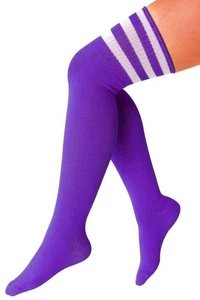 Mujer Niña Niños Cheerleader Rodilleras Rayas Overknees Anulado - Imagen 1 de 1
