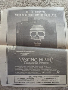 Visiting Hours Movie newspaper ad 1982 la times film bob hope horror promo art - Picture 1 of 2