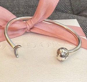 Original PANDORA offener Armreif „Mond & Sterne“ Silber 925 16 cm Limited Edi. - Bild 1 von 1