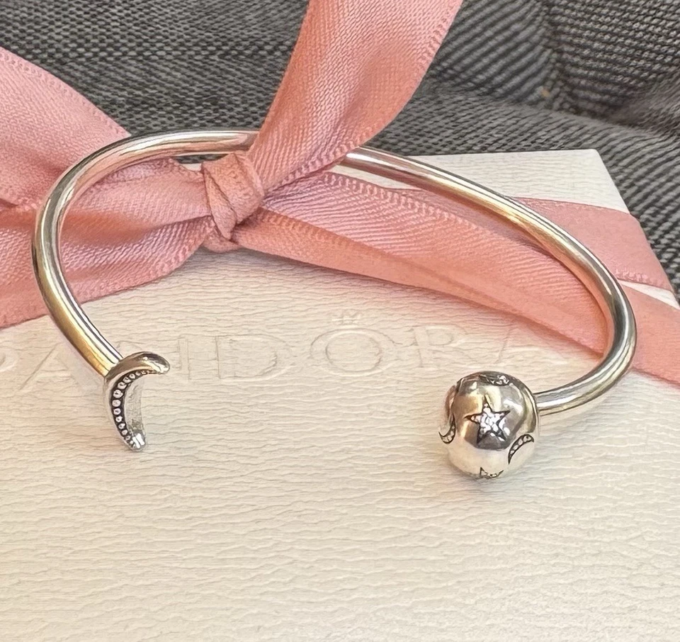 Original PANDORA offener Armreif „Mond & Sterne“ Silber 925 16 cm Limited Edi. - Bild 1 von 1