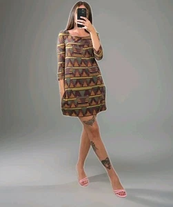 Vintage 90 MISSONI Damen Kleid Multicolor Chevron Print Seitentaschen Gr. S - Bild 1 von 7