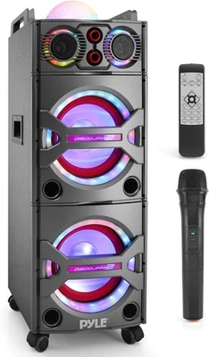 Pyle PSUFM1043BT Portable Bluetooth PA Loudspeaker System W/ Mic, Party Lights.. - Image 1 of 4