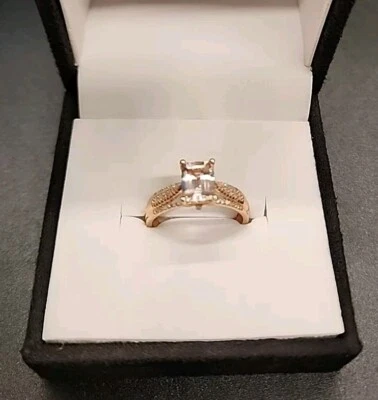 Anillo de oro rosa de 14k talla 9 morganita rosa con detalles de diamantes 1,62 ctw DOCX465 Foto 1 de 4