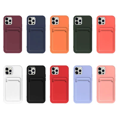 Silicone Card Case Ultra Slim Cover For iPhone 14 Pro Max 13 12 11 XS XR 8 7 6+ - Image 1 of 4